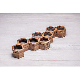 Настільна коробочка органайзер у формі сот для годинників ecoWalnut 7.8х59.7х18.8 см