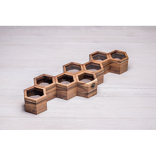 Настільна коробочка органайзер у формі сот для годинників ecoWalnut 7.8х59.7х18.8 см