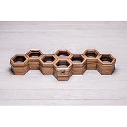 Настільна коробочка органайзер у формі сот для годинників ecoWalnut 7.8х59.7х18.8 см