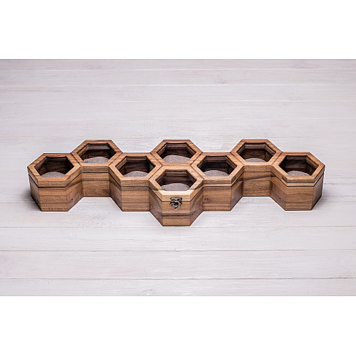 Настільна коробочка органайзер у формі сот для годинників ecoWalnut 7.8х59.7х18.8 см