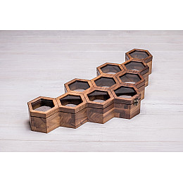 Сотова шкатулка-органайзер для 10 годин ecoWalnut 7.8х59.7х23.5 см