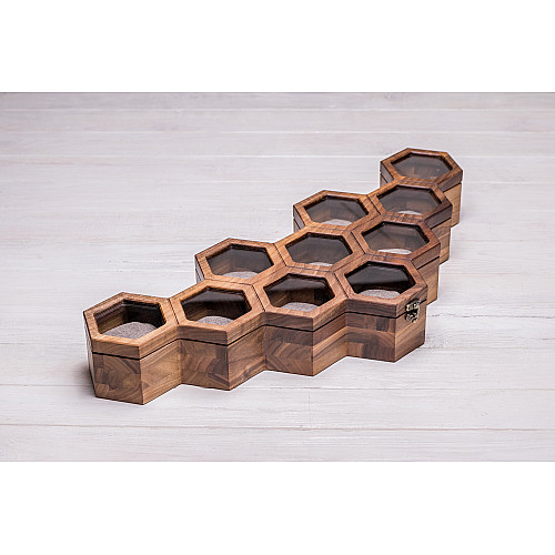 Сотова шкатулка-органайзер для 10 годин ecoWalnut 7.8х59.7х23.5 см