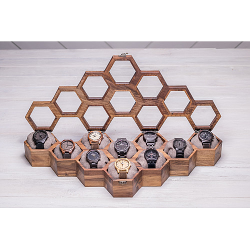 Сотова шкатулка-органайзер для 10 годин ecoWalnut 7.8х59.7х23.5 см