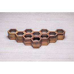Сотова шкатулка-органайзер для 10 годин ecoWalnut 7.8х59.7х23.5 см