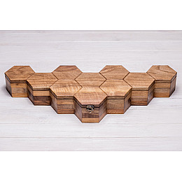 Сотова шкатулка-органайзер для 10 годин ecoWalnut 7.3х59.7х23.5 см