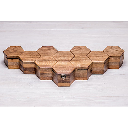 Сотова шкатулка-органайзер для 10 годин ecoWalnut 7.3х59.7х23.5 см