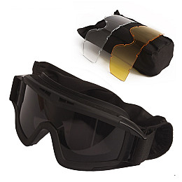 Тактичні окуляри Solve з кріпленнями на шолом з 3 змінними лінзами Чорний