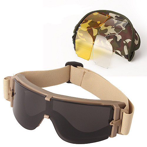Тактичні окуляри захисна маска Solve з кріпленнями на каску з 3 змінними лінзами Койот