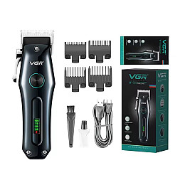 Машинка для стрижки волос VGR V-969 LED-дисплей акумуляторна 1200mAh Чорна