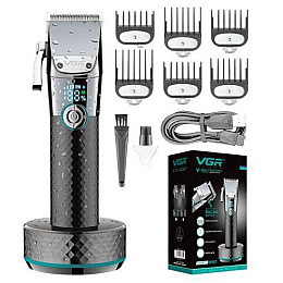 Машинка для стрижки волос VGR V-682 LED-дисплей акумуляторна IPX7 2500mAh 7W Чорна