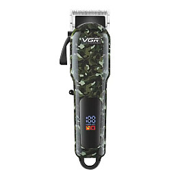 Машинка для стрижки волос VGR V-665 LED-дисплей акумуляторна 6 насадок 1800mAh 7W Camo