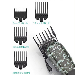 Машинка для стрижки волос VGR V-665 LED-дисплей акумуляторна 6 насадок 1800mAh 7W Camo