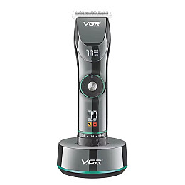 Машинка для стрижки волос VGR V-256 LED-дисплей акумуляторна 6 насадок 2500mAh 5W Чорна