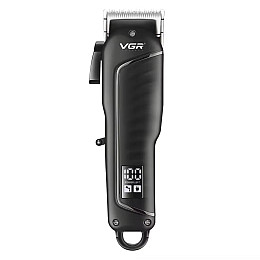 Машинка для стрижки волос VGR V-683 LED-дисплей акумуляторна 4 насадки 10W Black