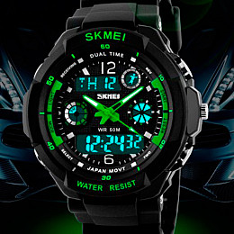 Наручні годинники чоловічі Skmei S-Shock Green 0931 Чорний (077)