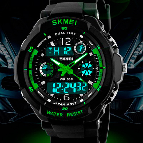 Наручні годинники чоловічі Skmei S-Shock Green 0931 Чорний (077)