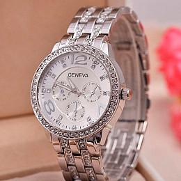 Наручні годинники жіночі Geneva 42 мм Silver (194)
