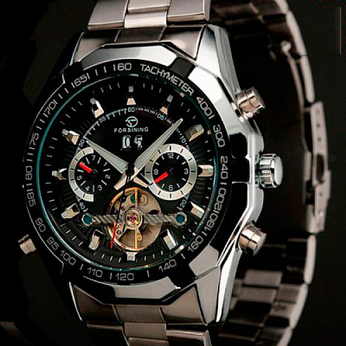 Наручні годинники чоловічі Forsining Texas Сріблястий (321)