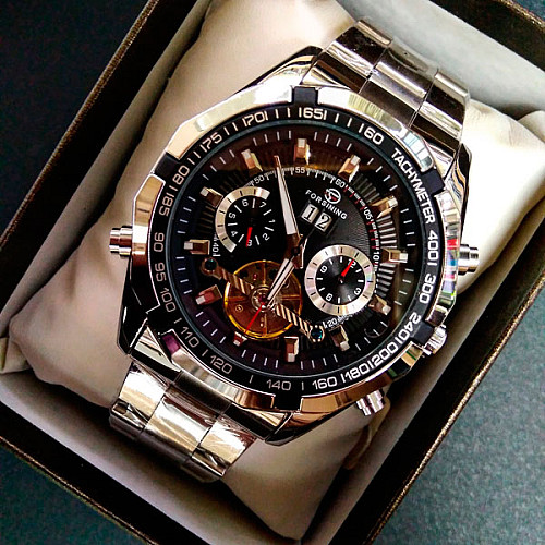 Наручні годинники чоловічі Forsining Texas Сріблястий (321)