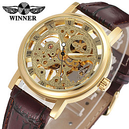 Наручні годинники жіночі Winner Gold Brown Золотий (844)