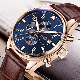 Наручні годинники чоловічі Carnival Grand Brown Золотий (1234)