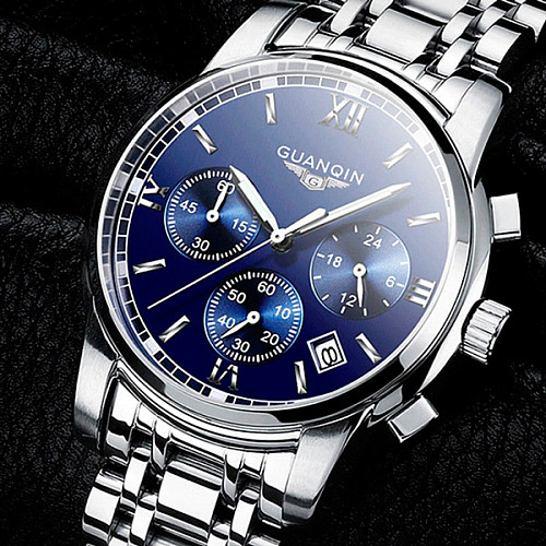 Наручні годинники чоловічі Guanquin Liberty Сріблястий (1357)