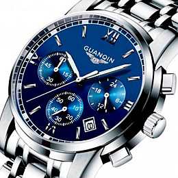Наручні годинники чоловічі Guanquin Liberty Сріблястий (1357)