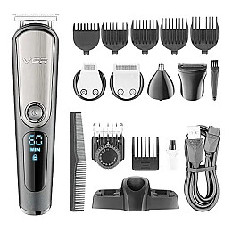 Беспроводная машинка для стрижки волос VGR V-105 триммер для усов и бороды с насадками 5в1 Черный (2104618351)