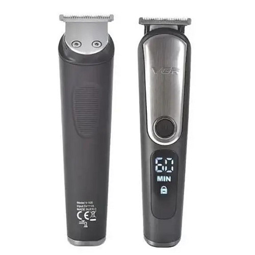 Беспроводная машинка для стрижки волос VGR V-105 триммер для усов и бороды с насадками 5в1 Черный (2104618351)