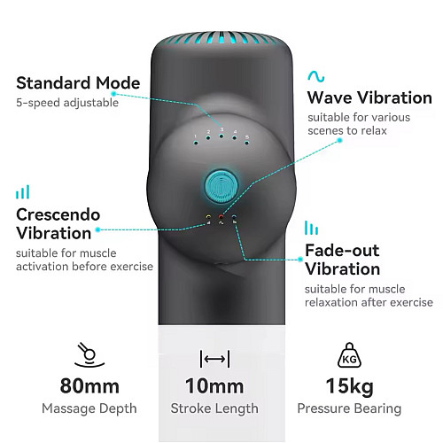 Массажер перкуссионный Booster Lightsaber 4000mah 8 насадок Черный (2430451836)