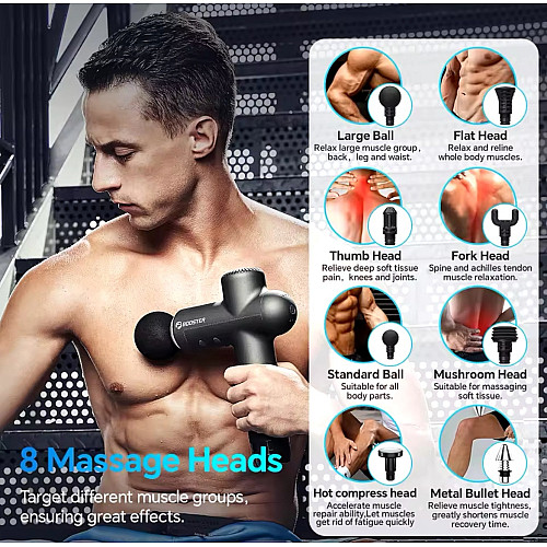 Массажер перкуссионный Booster Lightsaber 4000mah 8 насадок Черный (2430451836)