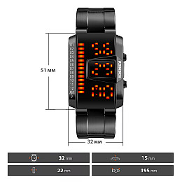 Годинники наручні Skmei 1179 Black 1179BK (17082-hbr)