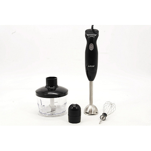 Блендер з подрібнювачем і вінчиком A-PLUS 1545 4в1 300 Вт Black (30151343)