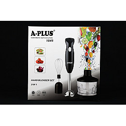 Блендер з подрібнювачем і вінчиком A-PLUS 1545 4в1 300 Вт Black (30151343)