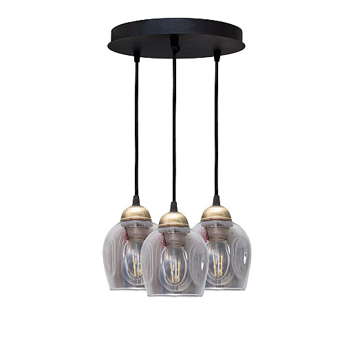 Светильник підвісний MSK Electric Enigma на круглій основі під три лампи Е27 PL 2024-3R BK Чорно-бронзовий (619284)