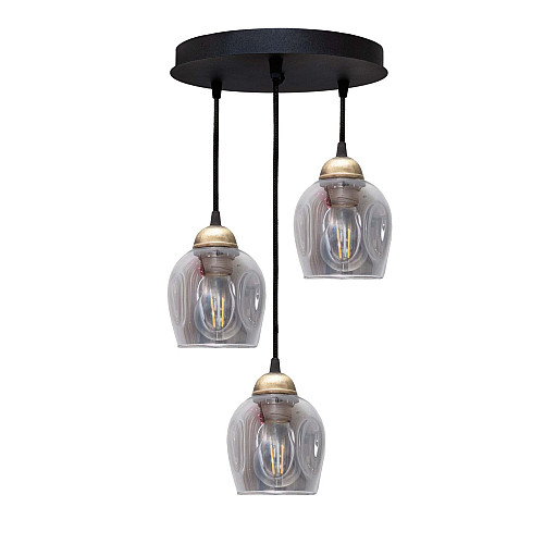 Светильник підвісний MSK Electric Enigma на круглій основі під три лампи Е27 PL 2024-3R BK Чорно-бронзовий (619284)