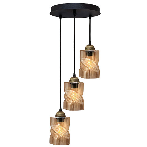 Светильник подвесной MSK Electric Tornado на круглой основе под три лампы Е27 PL 20245-3R BK Черно-бронзовый (619263)