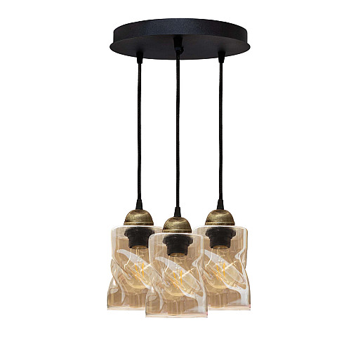 Светильник подвесной MSK Electric Tornado на круглой основе под три лампы Е27 PL 20245-3R BK Черно-бронзовый (619263)