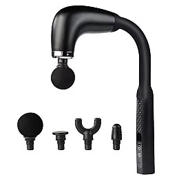 Ручной массажер для мышц Fascial Gun U-Type аккумуляторный 4 насадки Черный (3_05913)