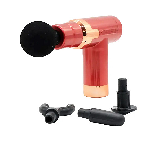 Мышечный ударный массажер Fascial GUN JY-760 4 насадки Красный