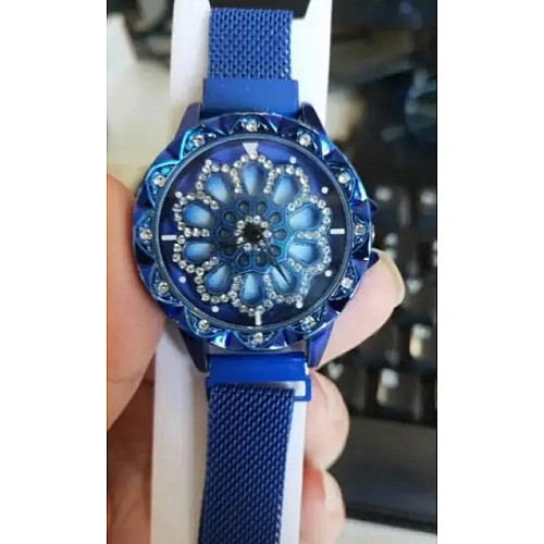 Часики жіночі з каучуковим ремінцем No Brand Classic Diamonds 40 мм Голубий (2104618461)