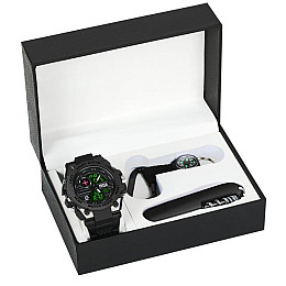 Часи чоловічі водостійкі наручні з компасом BESTA Box Tattoo ЗСУ Set Чорний (2446121996)