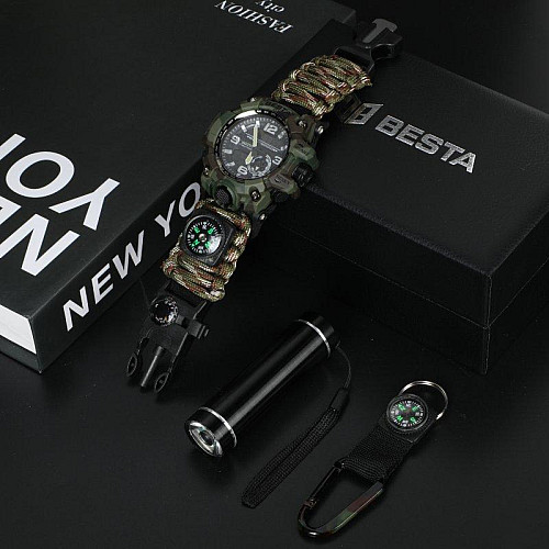 Часи чоловічі наручні з компасом BESTA Box Military Light Камуфляж (2446957429)