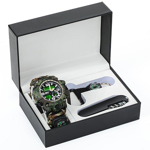 Часы мужские наручные с компасом BESTA Box Military Set Камуфляж (2446985294)