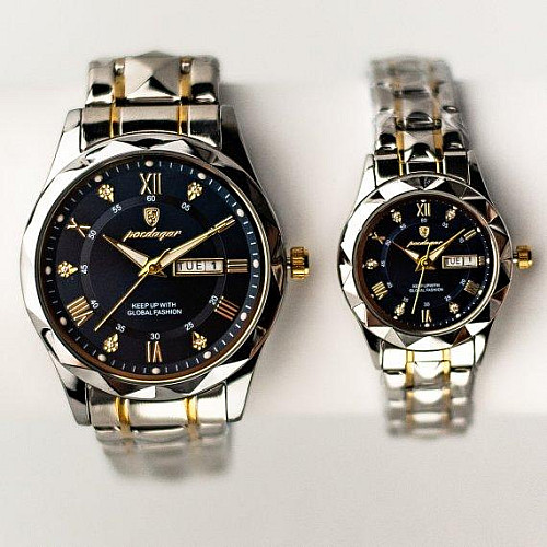 Комплект часов для пары Poedagar Stava Couple 2 шт Серебристый (2492497564)