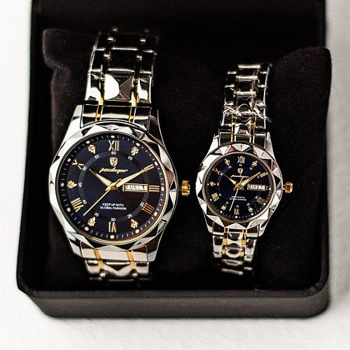 Комплект часов для пары Poedagar Stava Couple 2 шт Серебристый (2492497564)