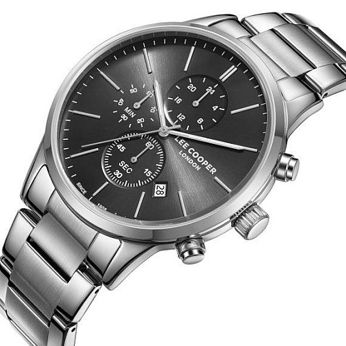 Часи чоловічі водостійкі наручні Lee Cooper Plane Сріблястий (2493761009)