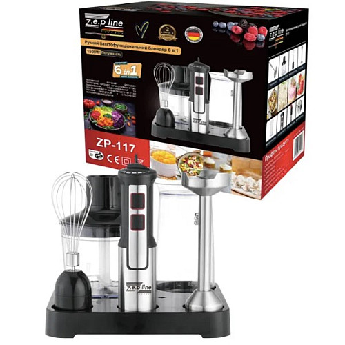 Блендер погружной Zepline ZP-117 6в1 1500 Вт Черный 2104618470