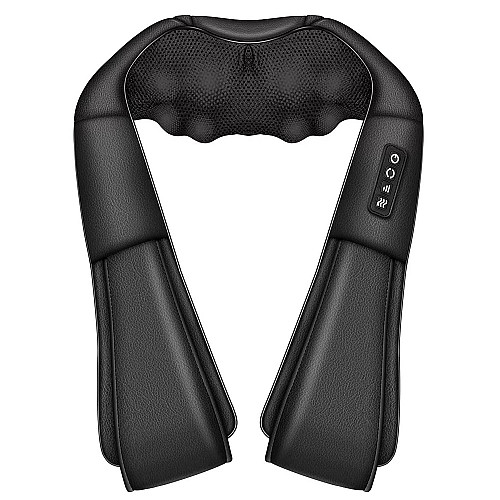 Массажер роликовый для шеи плеч и спины с инфракрасным подогревом Шиацу Inspire Q058 Black