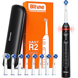 Электрическая зубная вращающаяся щетка с футляром Bitvae R2 8 насадок Black